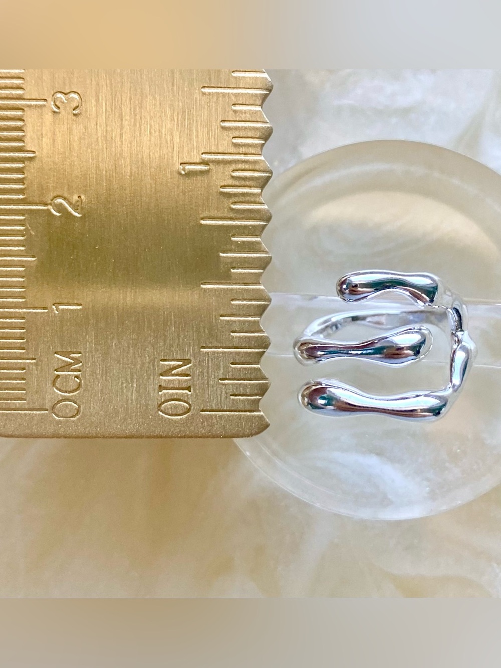 Sterling Silver Fluid Wave Open Ring - Silver - Picture 4 of 4